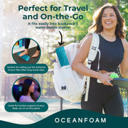 Oceanfoam Ripple Travel Foam Roller (11" x 3.35") Firm Mini Foam Roller for Physical Therapy, Deep Tissue Massage, Back Pain - High Density, Ergonomic Wave Textured - Yoga, Exercise (Black Marbled)