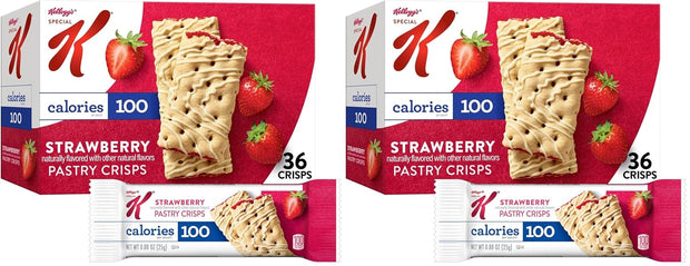 Special K Bar Pastry Crisps, 100 Calories, Breakfast Bars, Value Size, Strawberry, 15.84oz Box (36 Crisps) (Pack of 2)