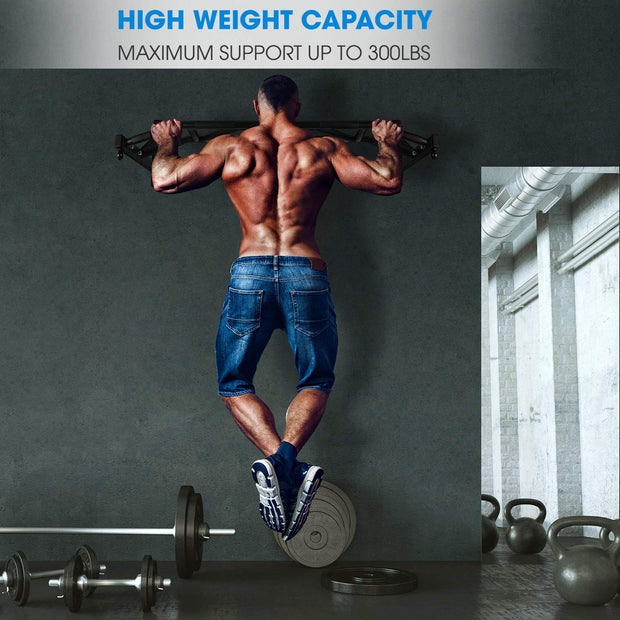 Yes4All Multi-Grip Wall Mount Pull-Up Bar, 16 Inches & 24 Inches Reversible Stud and Wall Compatibility Mounted Pull Up Bar Design, Solid Construction Strength Training