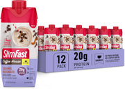 SlimFast Protein Shake with Caffeine, Caramel Macchiato- 20g Protein, Meal Replacement Shakes, High Protein with Low Carb and Low Sugar, 24 Vitamins and Minerals, 12 Count (Pack of 1)