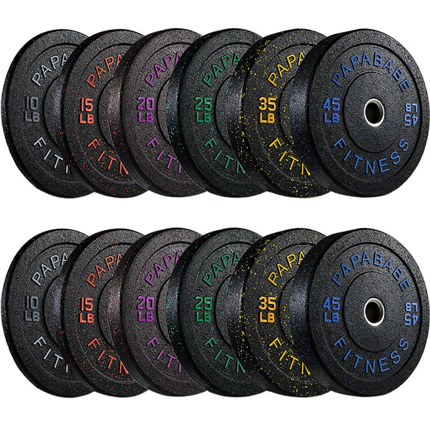Papababe Weight Plates, 2-Inch Weights Plates Set, Floor Protective Rubber Weight Plates, 10-600lbs Bumper Plates for Barbell Strength Training & Weightlifting (Single/Pair/Full Set)