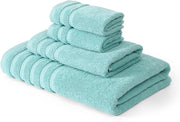 Modern Threads Oxford 6-Piece 100% Cotton Towel Set – Yarn Dyed Jacquard & Solid – Includes 2 Bath Towels, 2 Hand Towels, 2 Washcloths – Absorbent, Quick Dry, Soft & Durable – Aqua