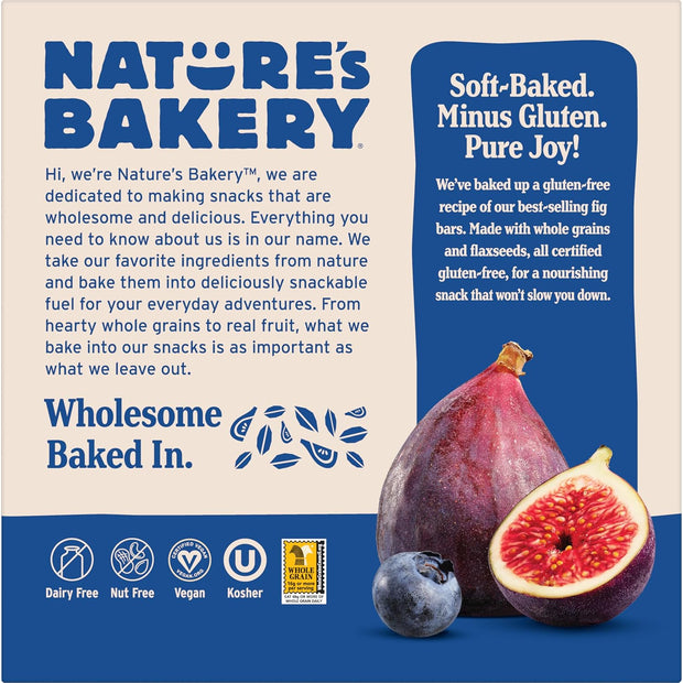 Nature’s Bakery Gluten Free Fig Bars, Blueberry, Real Fruit, Vegan, Non-GMO, Snack bar, 6 boxes with 6 twin packs (36 twin packs)