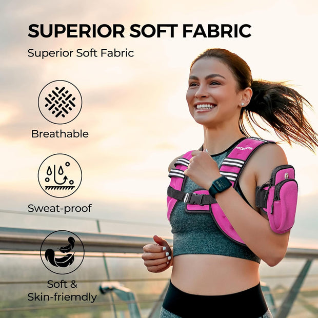 PACEARTH Weighted Vest,4lb/6lb/10lb/12lb/16lb/20lb/25lb/30lb Weight Vest with Reflective Stripe, Body Weight Vests Adjustable for Men, Women Workout, Strength Training, Running, Walking, Jogging