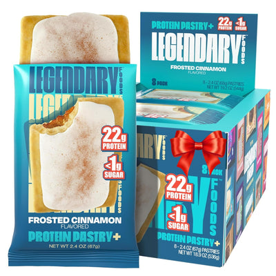 Legendary Foods 22g Protein Pastry - 0g Added Sugar, Low Carb and Gluten Free Keto Snack, Diabetic Friendly High Nutrient Alternative – 8x Frosted Cinnamon Bars