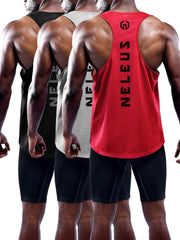 NELEUS Men's 3 Pack Dry Fit Y-Back Muscle Tank Top
