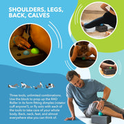 RAD All-in Kit – Foam Roller Set for Whole Body Massage & Myofascial Release – 7-in-1 Kit with Roller Stick, Yoga Block, Massage Balls – Muscle Recovery Tools for Mobility & Flexibility