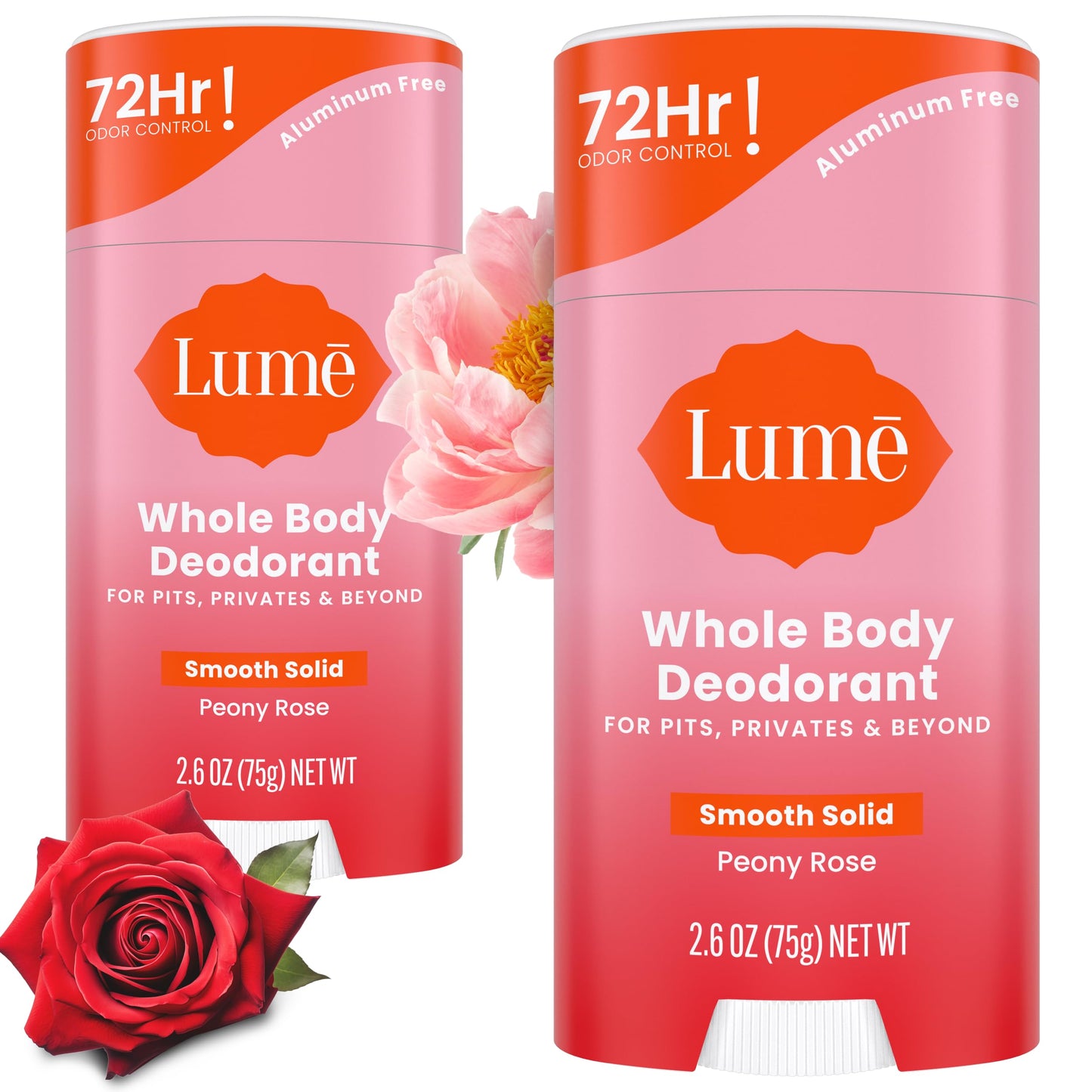 Lume Whole Body Deodorant - Smooth Solid Stick - 72 Hour Odor Control - Aluminum Free, Baking Soda Free and Skin Safe - 2.6 Ounce (Pack of 2) (Soft Powder)
