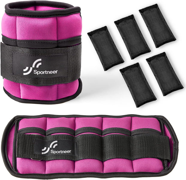 Sportneer Adjustable Ankle Weights 1 Pair 2 4 6 8 10 Lbs Leg Weight Straps for Women Men, Weighted Ankle Weights Set for Gym,Fitness, Workout,Walking, Jogging,1-5 lbs Each Ankle, 1 Pair 2-10 lbs