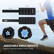 ZELUS 1 Pair Adjustable Ankle Weights, 2 4 6 8 10 lb Modularized Leg Weight Straps for Women Men, Weighted Ankle Weight Set with Removable Sandbags, 1-5 lb per Ankle Strap for Gym Yoga Jogging Walking