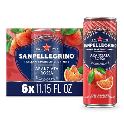 Sanpellegrino Italian Sparkling Drink Aranciata Rossa, Sparkling Orange and Blood Orange Beverage, 11.15 Fl Oz Can