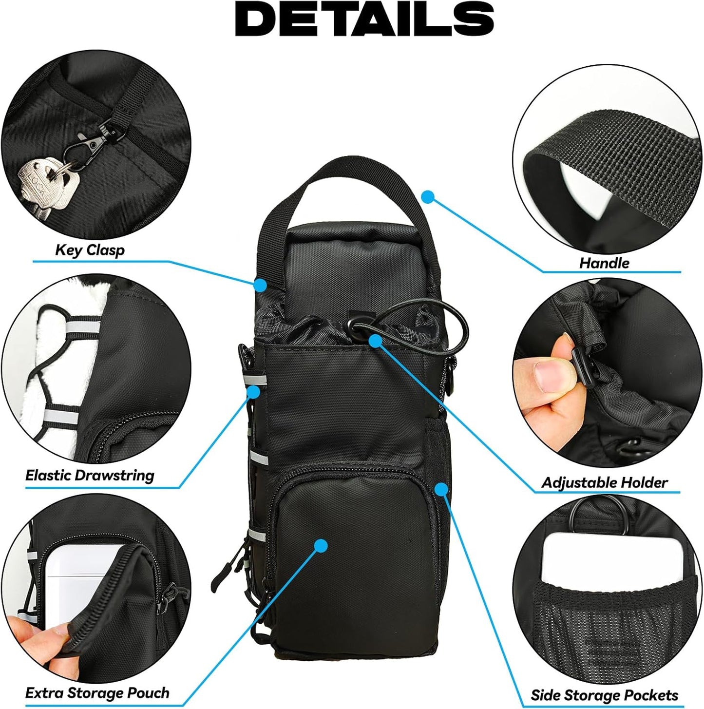 Magnetic Gym Bag for Men and Women, Magnetic Water Bottle Holder for Gym, Small Gym Bag, Gym Gifts,Gym Accessories (Black)