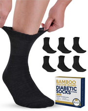 Pembrook Bamboo Viscose Diabetic Socks for Women & Men - 6 Pairs Ankle Socks for Swollen Feet | Neuropathy Socks | Edema Neuropathy Socks for Women | Diabetic Socks Women 9-12