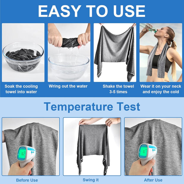 Pleneal Cooling Towels - 6 Pack Cooling Towel (40"x12"), Ice Gym Towels for Working Out, Microfiber Cool Towel for Neck and Face, Yoga Towel for Home Gym, Workout & More Activities