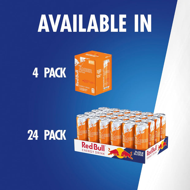 Red Bull Amber Edition Energy Drink, Strawberry Apricot, with 114mg Caffeine plus Taurine & B Vitamins, 12 Fl Oz, Pack of 24 Cans