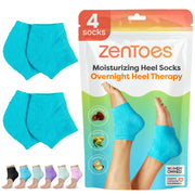 ZenToes Moisturizing Socks for Cracked Heel Treatment - Vitamin E, Olive Oil and Jojoba Oil Infused Heel Socks to Soften and Hydrate (Fuzzy Blue, Regular)