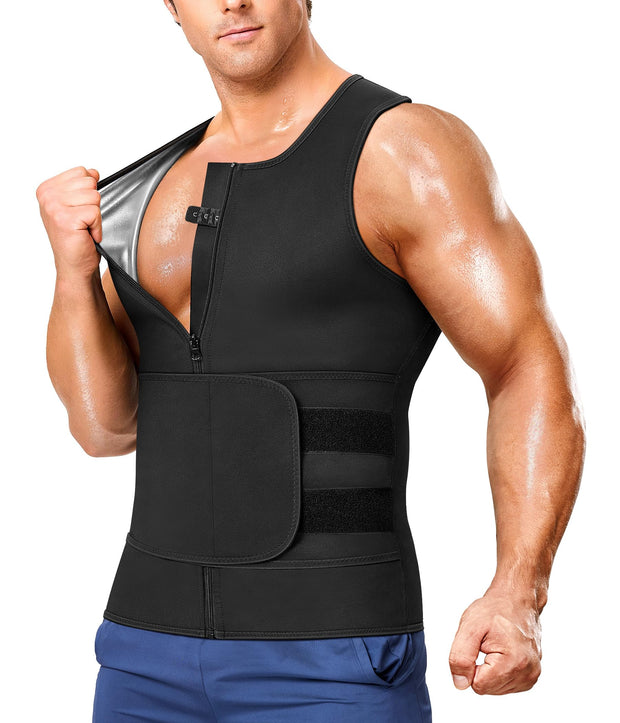 Junlan Sauna Suit for Men 2 in 1 Waist Trainer Sauna Shirt for Men Sweat Band for Stomach