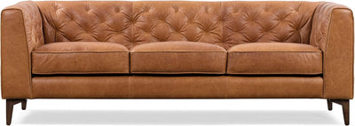 POLY & BARK Essex Sofa in Full-Grain Pure-Aniline Italian Tanned Leather in Cognac Tan