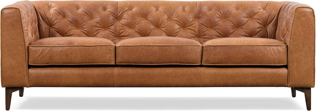 POLY & BARK Essex Sofa in Full-Grain Pure-Aniline Italian Tanned Leather in Cognac Tan