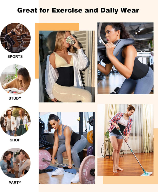 LEINIDINA Womens Waist Trainer Corset with Zipper Sweat Waist Trimmer for Women Workout Belt Corset Shapewear