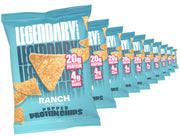 Legendary Foods Zesty Ranch Protein Chips – Popped Tortilla Style – 22g High Protein, 4g Net Carbs, Low Sugar, Gluten Free, Keto Snack Packs – 10 Count – Healthy Crunchy Chips