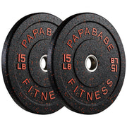 Papababe Weight Plates, 2-Inch Weights Plates Set, Floor Protective Rubber Weight Plates, 10-600lbs Bumper Plates for Barbell Strength Training & Weightlifting (Single/Pair/Full Set)