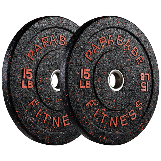 Papababe Weight Plates, 2-Inch Weights Plates Set, Floor Protective Rubber Weight Plates, 10-600lbs Bumper Plates for Barbell Strength Training & Weightlifting (Single/Pair/Full Set)