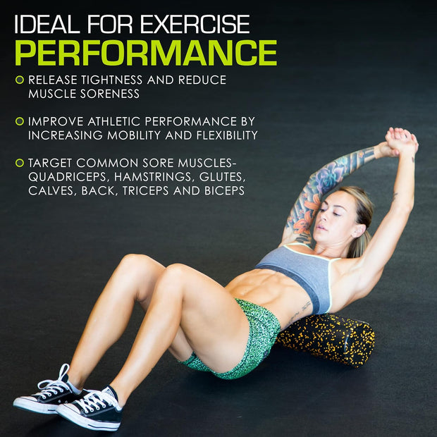 ProsourceFit High Density Foam Rollers 12 - inches Long, Firm Full Body Athletic Massage Tool for Back Stretching, Yoga, Pilates, Post Workout Muscle Recuperation, Black/Green