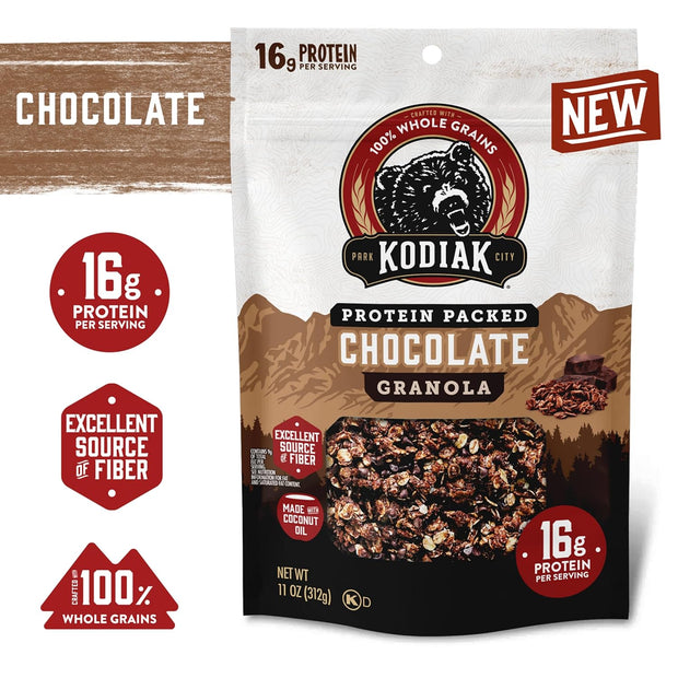 Kodiak Cakes Granola Pouch, Chocolate, High Protein, 100% Whole Grains (Pack of 5 pouches)