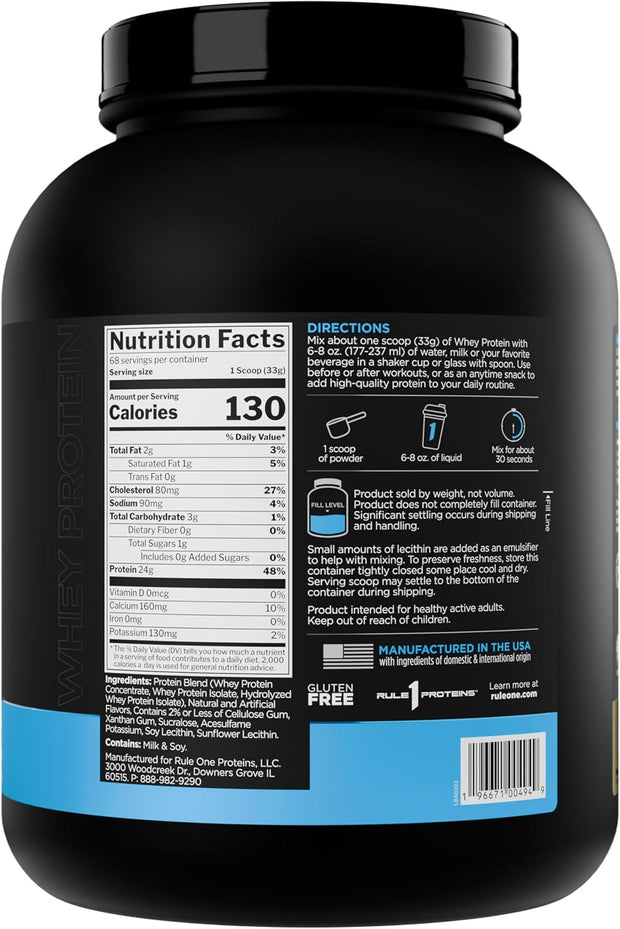 Rule 1 Whey Protein – 24g Fast-Acting Protein from All-Whey Sources with Naturally Occurring EAAs & BCAAs for Workout Recovery or Anytime Use (5 Pounds*, Vanilla Ice Cream)