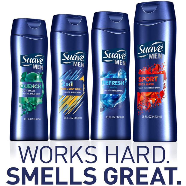 Suave Men Moisturizing Body & Face Wash, With Cedarwood and Mandarin Scent, No Parabens, No Phtahaltes, 18 Oz Pack of 6