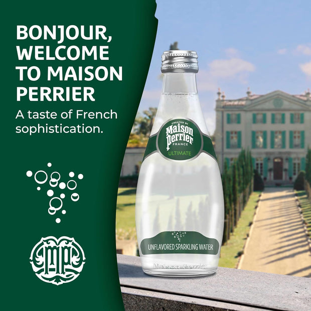 Maison Perrier Ultimate Unflavored Sparkling Water, 4 Pack Glass Bottle 44.632 fl oz