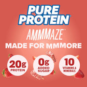 Pure Protein AMMMAZE Strawberry Shortcake Protein Bars (12 ct) 20g High Protein, No Added Sugar - Strawberry Meal Replacement Bar - On the Go Snacks