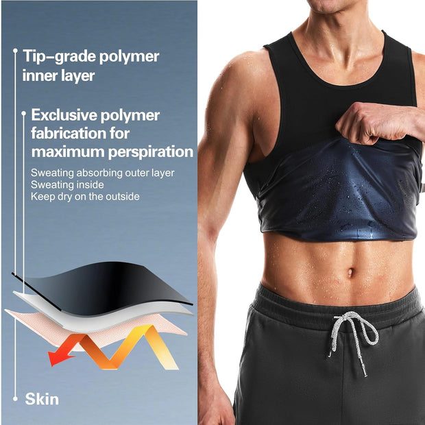Sauna Sweat Suits Shirt Vest Waist Trainer for Men Compression Workout Shapewear Excersize Gym Clothes Working Out