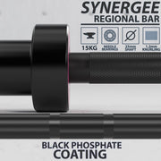 Synergee Regional Olympic 20kg Men’s and 15kg Women’s Hard Chrome & Black Phosphate Barbells. Rated 1500lbs for Weightlifting and Powerlifting.