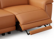 Valencia Pista Full Leather Left Chaise Sofa 112.5" | Italian Nappa Leather Modern Cloud Couch for Living Room/Apartment Furniture | Power Recliner, Ultimate Comfort, Cognac