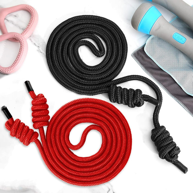 Lewtemi 2 Pcs Flow Exercise Rope for Fitness Flow Double Braid Workout Rope with Cloth Bags Adjustable Length Jump for Working out Men Women Gym Training Indoor Outdoor, 9 ft