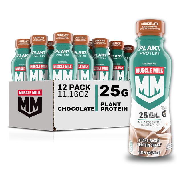 Muscle Milk Plant Based Protein Shake, Vanilla Caramel, 11.16 Fl Oz (Pack of 12)