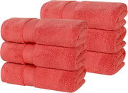 Superior Zero Twist 100% Cotton Bathroom Towels, Super Soft, Fluffy, and Absorbent, Premium Quality 6 Piece Towel Set with 2 Washcloths, 2 Hand Towels, and 2 Bath Towels, Coral