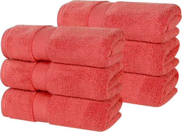 Superior Zero Twist 100% Cotton Bathroom Towels, Super Soft, Fluffy, and Absorbent, Premium Quality 6 Piece Towel Set with 2 Washcloths, 2 Hand Towels, and 2 Bath Towels, Coral