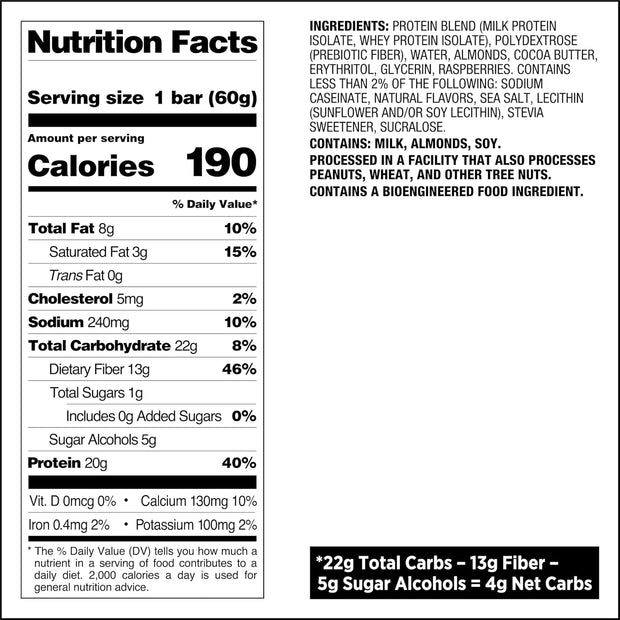 Quest Nutrition White Chocolate Raspberry Protein Bars, 20g Protein, 1g Sugar, 5g Net Carb, High Fiber, Gluten Free, Keto Friendly, 4 Count