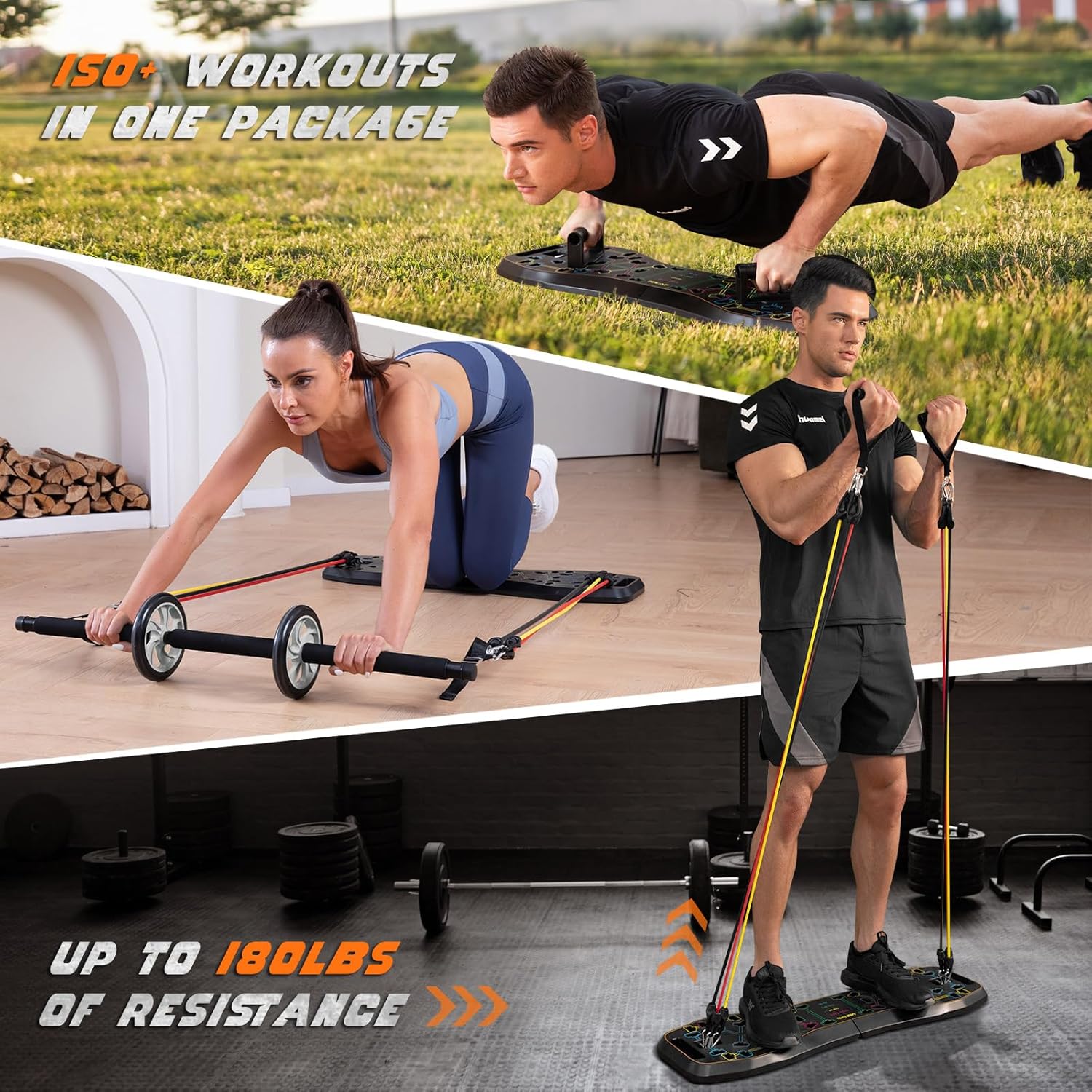 LALAHIGH 25-in-1 4rd Generation Push Up Board - Multi-Functional Foldable Gym System with Resistance Bands, Pilates Bar & Pulleys, Portable Workout Equipment for Men & Women, Chest/Back/Abs Training