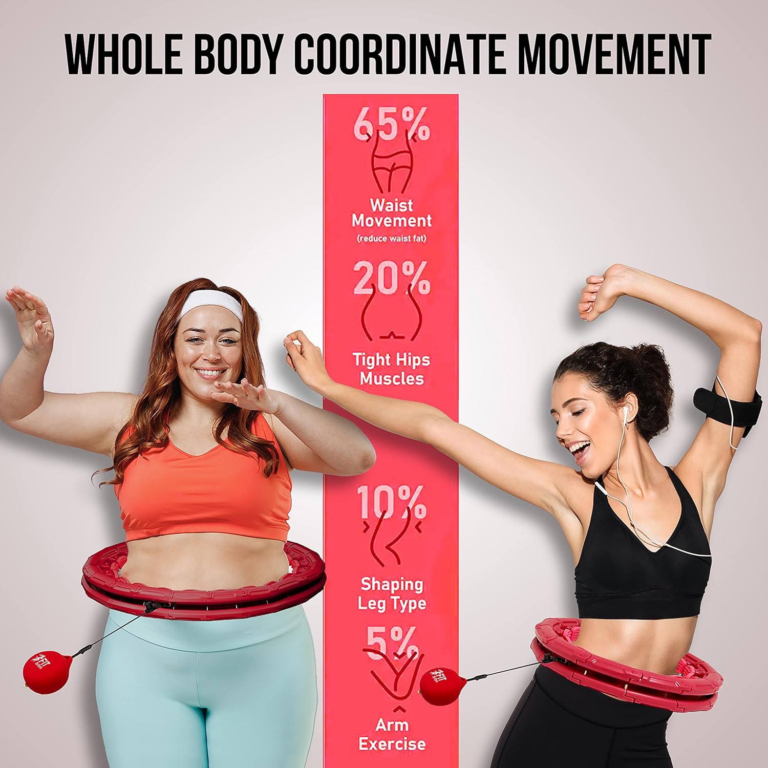 Infinity Weighted Hula Fitness Hoop for Adults Weight Loss, Smart Exercise Hola Circle Hoop for Women Abs Workout