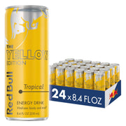Red Bull Yellow Edition Energy Drink, Tropical, with 80mg Caffeine plus Taurine & B Vitamins, 8.4 Fl Oz, 6 Packs of 4 Cans (Pack of 24)