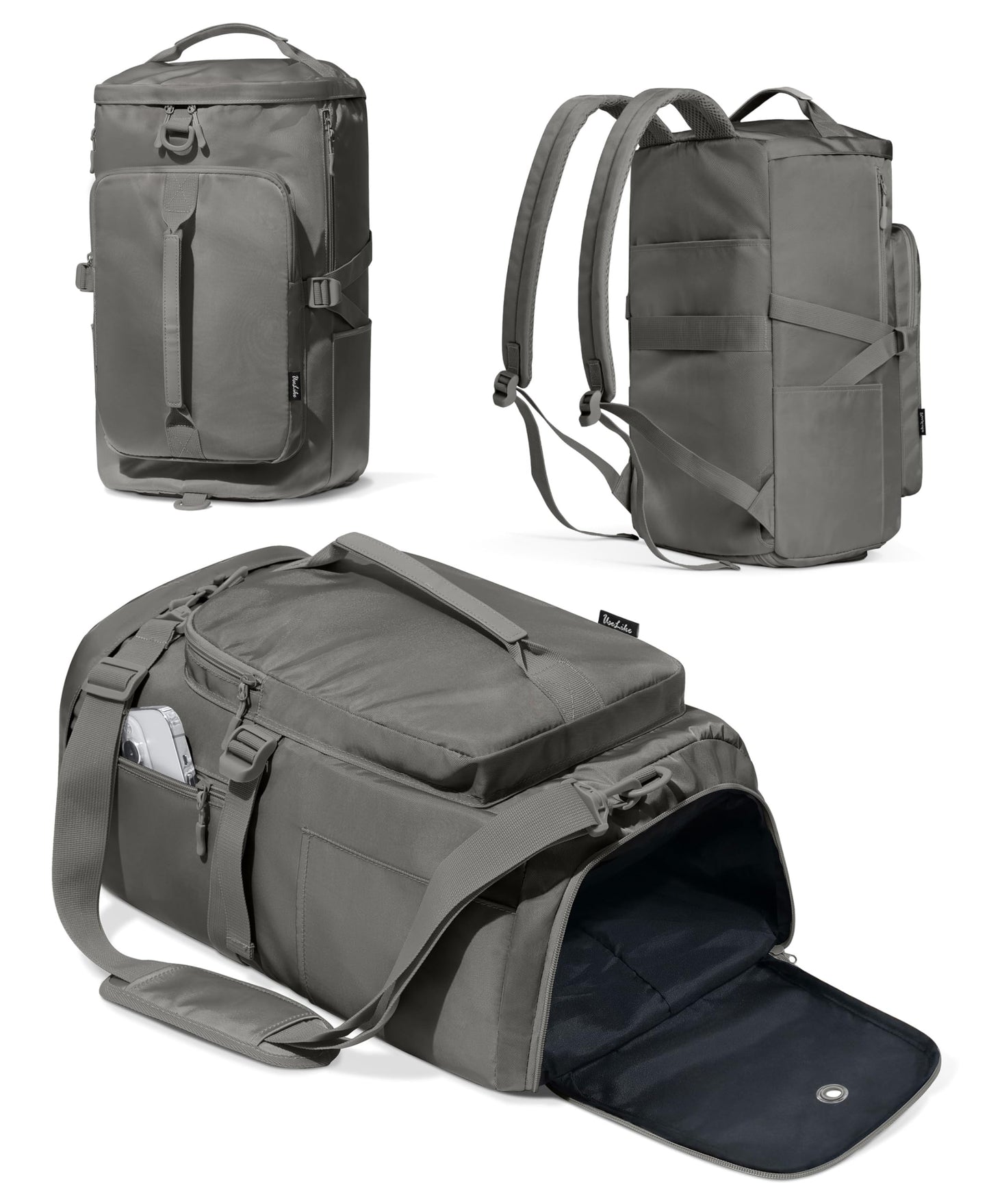 Gym Bag for Women Workout Gym Backpack with Shoe Compartment Sports Duffel Bag Multiple Pockets 30L (Grey Sage)