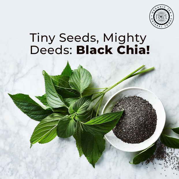 Pride Of India Natural Black Chia Seeds - Ideal Smoothie Ingredient & Salad Topping - Omega 3 Source, High Fiber Superfood & Protein Rich Seed - 1.25 Pound (20oz) Jar