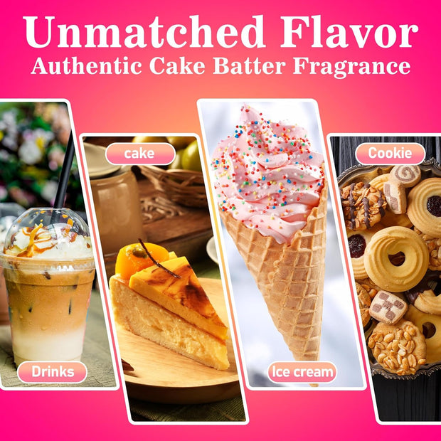 Rylenor 3 Oz Natural Cake Batter Extract for Baking, Oli-Soluble Sugar-Free Cake Batter Extract for Drinks, Coffee, Lattes, Concentrated Birthday Cake Flavor for Frosting, Cupcakes & Ice Cream, Includes Measured Dropper