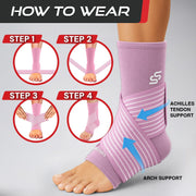 Sleeve Stars Ankle Brace for Women & Men, Ankle Wrap for Sprain, Compression Sleeve for Plantar Fasciitis Relief, Easy Customizable Support: w/ Removable Strap (Single/M:10"-12"/Black)