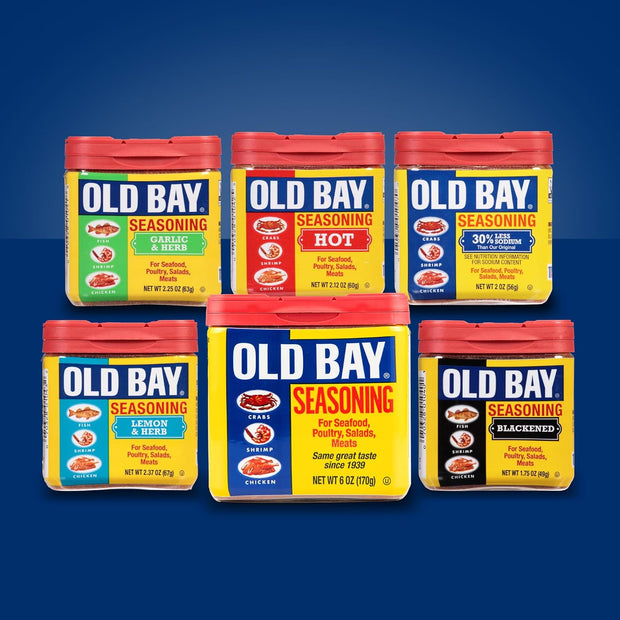 OLD BAY Seasoning, Classic Seafood, Non GMO, Gluten Free, Unique Blend of 18 Herbs & Spices for Shrimp, Crab Dip, Seafood & More, 6 oz