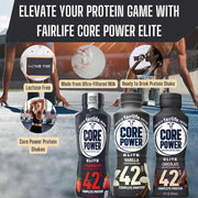 Worldwide Nutrition Bundle Compatible with Fairlife Core Power Elite 42g High Protein Milkshake - Chocolate, Strawberry, Vanilla Protein Shake Ready to Drink - 14 Fl Oz (Pack of 12) & Keychain